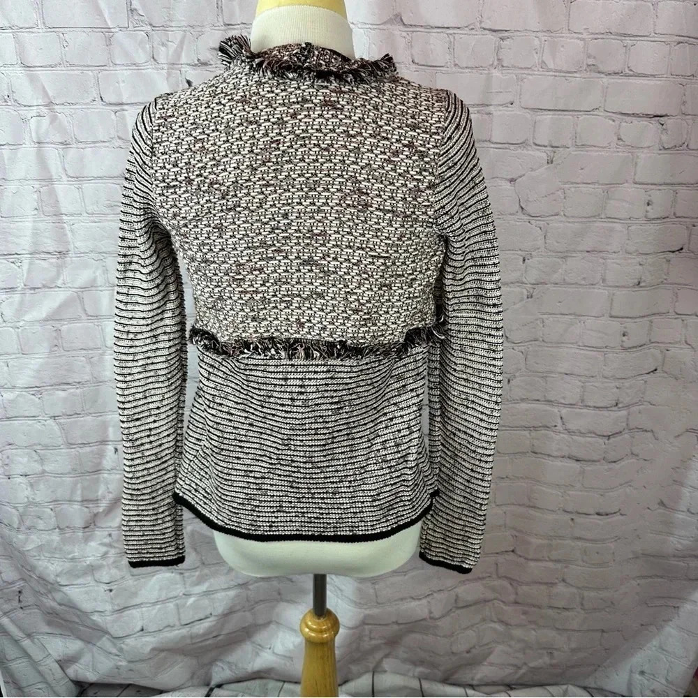 white house black market open front cardigan sweater fringe raw edge detail XS - Picture 3 of 9